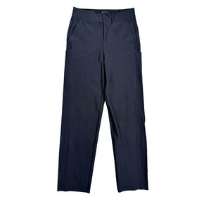 Athleta Stellar Straight Crop Trouser Size 2 Tall Black Split Ankle Side Pocket